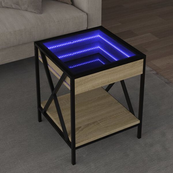 vidaXL Coffee Table Sonoma oak Engineered wood, glass, metal Medium