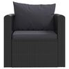 vidaXL Garden Sofa Black Poly Rattan, Powder-Coated Steel, Polyester
