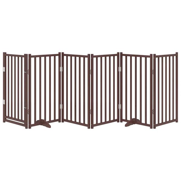 vidaXL Dog Gate Set of 6 Brown Oak Solid fir wood Total length 118.1 in