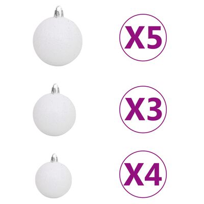 vidaXL Artificial Christmas Tree with LEDs&Ball Set Black 47.2" PVC (329179+330099)