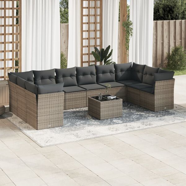 vidaXL Garden Sofa Set Grey, Dark Grey