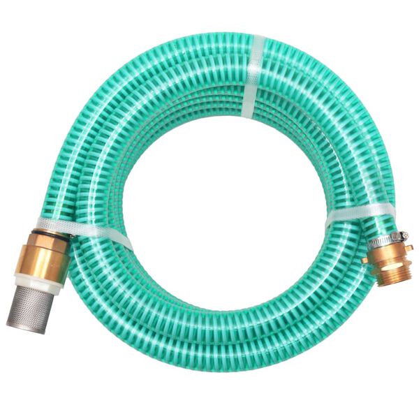 vidaXL Suction Hose Green Plastic, Brass 49.2 feet Durable