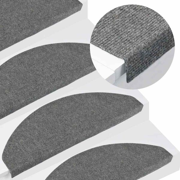 vidaXL Stair Mat Set of 20 Gray Needle felt fabric (95% PES, 5% PP)
