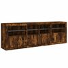 vidaXL Sideboard with LED Lights Smoked Oak 79.5"x14.6"x26.4"