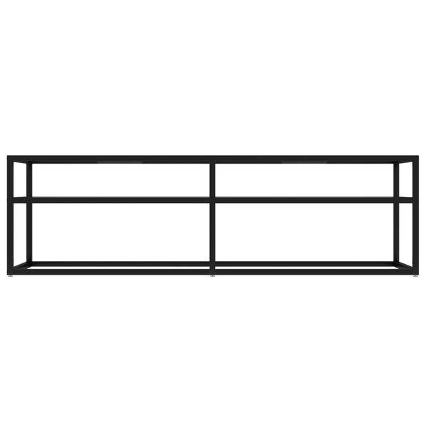 vidaXL TV Cabinet Black and Transparent Tempered Glass, Powder-Coated Steel