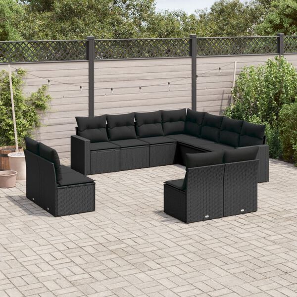 vidaXL Garden Sofa Set Black