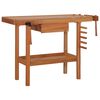 vidaXL Carpentry Work Bench with Drawer 2 Vises Hardwood