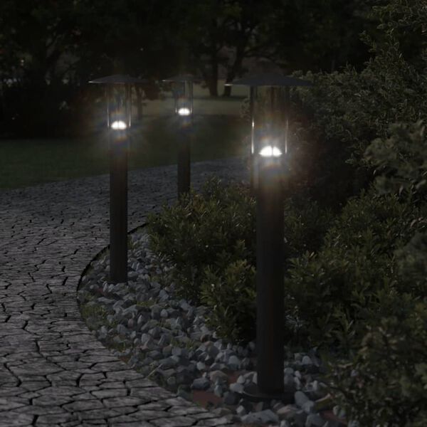 vidaXL Outdoor Floor Lamp Set of 3 Black Stainless steel, polycarbonate