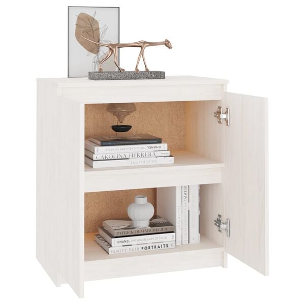 vidaXL Side Cabinet White Solid Pine Wood Medium Side Cabinet