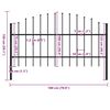 vidaXL Garden Fence with Spear Top Steel 71.3"x39.4" Black