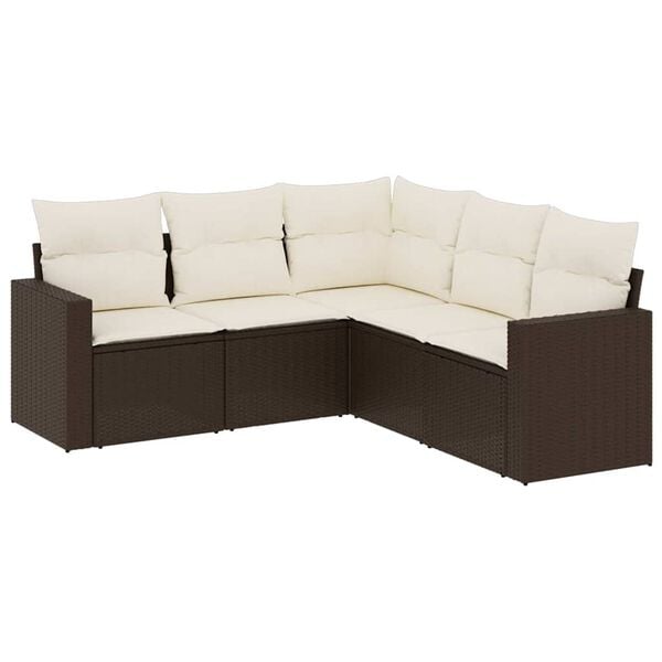 vidaXL Garden Sofa Set Brown PE rattan Large Modular
