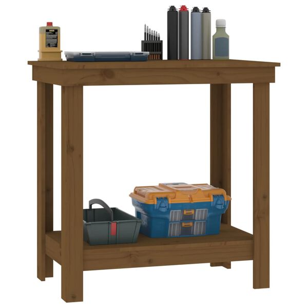 vidaXL Work Bench Honey Brown 31.5x19.7x31.5" Solid Wood Pine