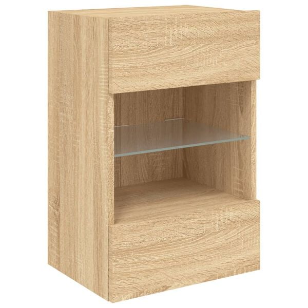vidaXL TV Wall Cabinet Sonoma oak Engineered wood, glass Medium