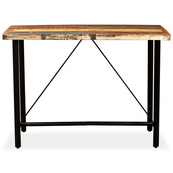 vidaXL Bar Set Brown and Black Solid reclaimed wood and steel Industrial