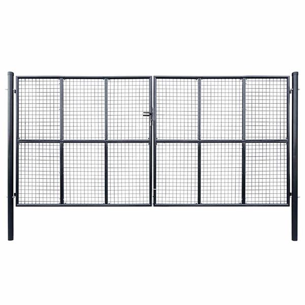 vidaXL Mesh Garden Gate Galvanised Steel 157.5x68.9" Grey