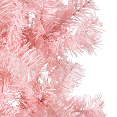 vidaXL Slim Artificial Half Christmas Tree with Stand Pink 8 ft