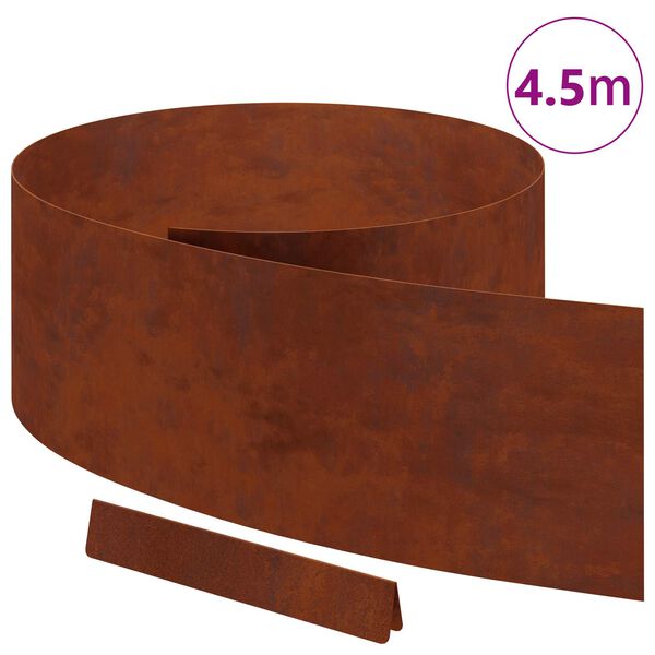 vidaXL Lawn Edging Rusty 450 x 0.05 x 15 cm Weathering Steel