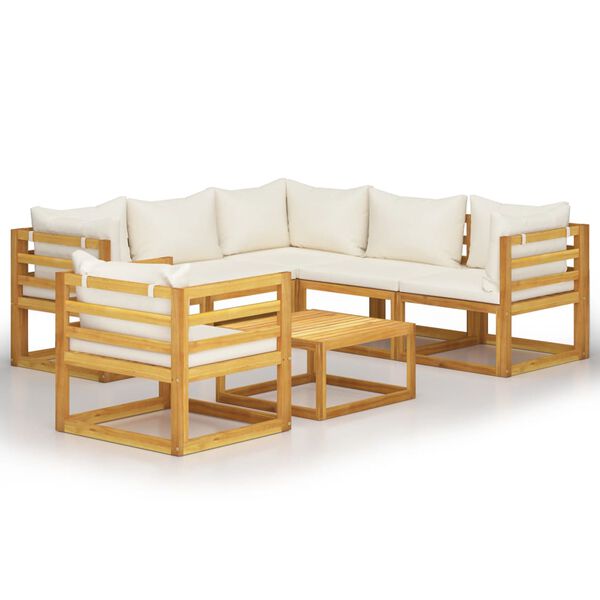 vidaXL Garden Lounge Set Cream and Acacia Wood
