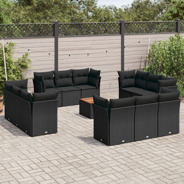 vidaXL Garden Sofa Set Black