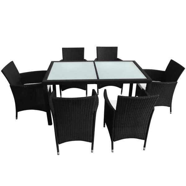 vidaXL Garden Furniture Set Black PE Rattan Medium Removable Covers