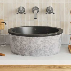 vidaXL Sink Black Ø15.7"x5.9" Marble