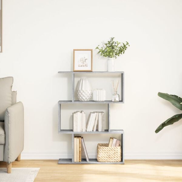 vidaXL Room Divider Bookcase Concrete Grey Engineered Wood