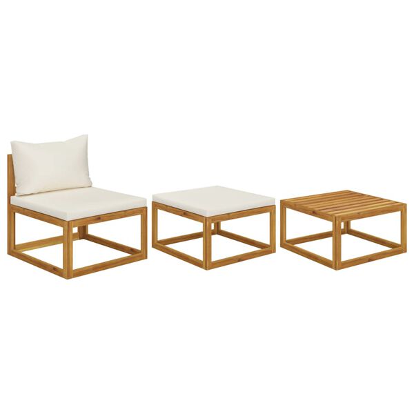 vidaXL Garden Lounge Set Set of 3 Natural Wood