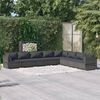 vidaXL Garden Lounge Set Gray PE rattan, powder-coated steel, plastic