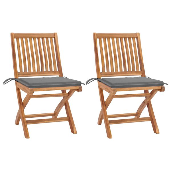 vidaXL Garden Chair Set of 2 Teak Solid Teak wood Adult size Foldable
