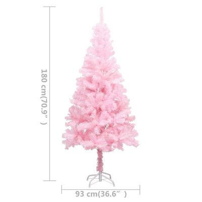 vidaXL Artificial Pre-lit Christmas Tree with Stand Pink 70.9" PVC