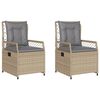 vidaXL Reclining Patio Chair Beige PE rattan Standard Removable Covers