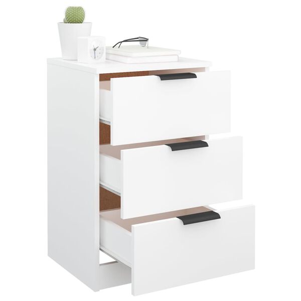 vidaXL Bedside Cabinet White Engineered wood Storage Bedside Cabinet