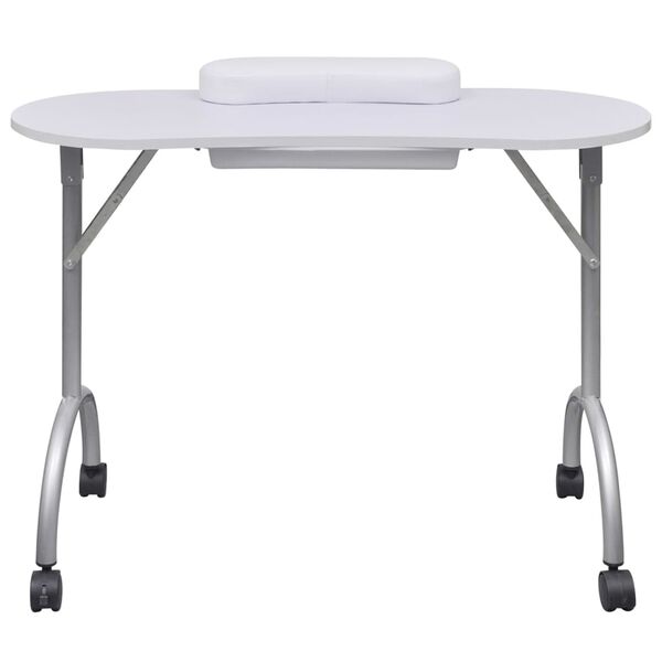 vidaXL Folding Manicure Nail Table with Castors White