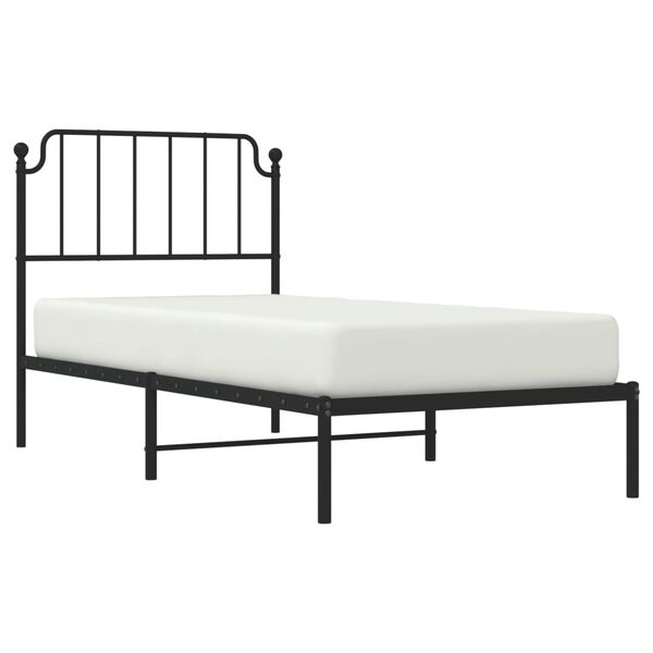 vidaXL Metal Bed Frame without Mattress with Headboard Black 35.4"x78.7"