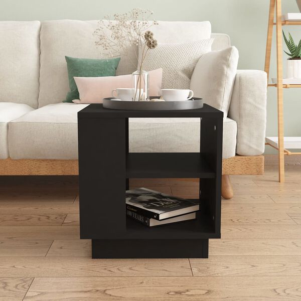 vidaXL Coffee Table Black Engineered wood 15.7x15.7x16.9 in Coffee Table
