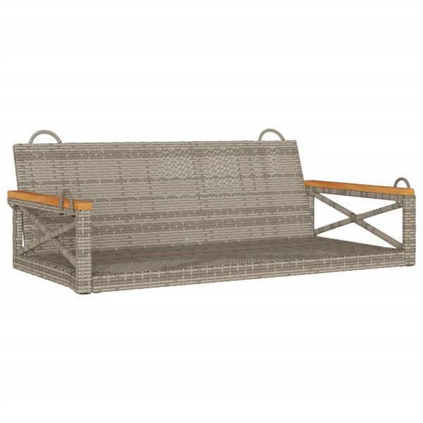 vidaXL Patio Swing Bench Gray PE Rattan and Powder-Coated Steel