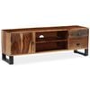 vidaXL TV Cabinet Natural Wood Solid Acacia Wood, Steel Standard