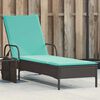 vidaXL Sun Lounger Black PE rattan Standard Adjustable Armrests