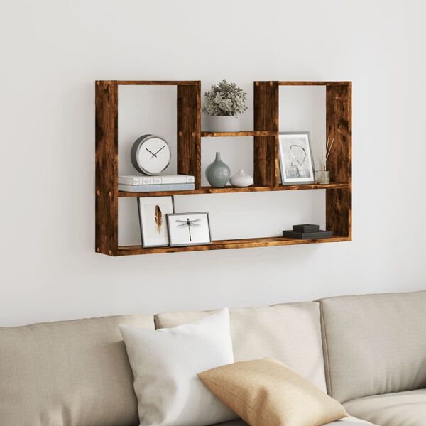 vidaXL Wall Shelf Smoked Oak 39.0x5.9x23.6" Engineered Wood