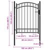 vidaXL Fence Gate with Arched Top Steel 39.4x38.8" Black