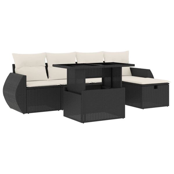 vidaXL Garden Sofa Set Black, Cream white