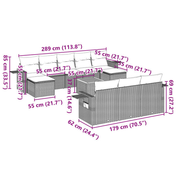 vidaXL Garden Sofa Set Black, Cream White