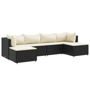 vidaXL Patio Lounge Set Black, Cream White
