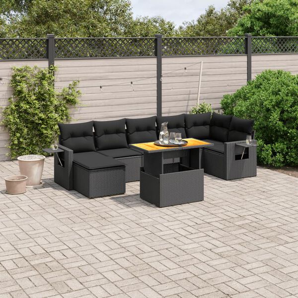 vidaXL Garden Sofa Set Black