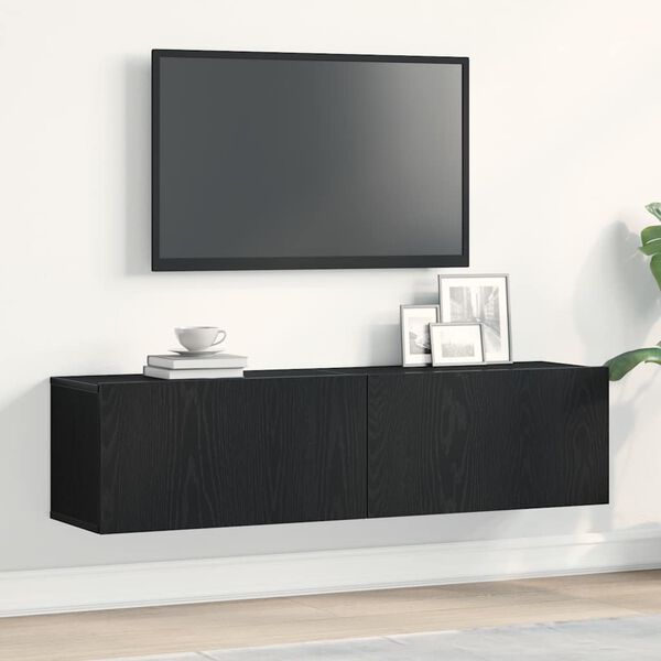 vidaXL TV Cabinet Black oak Engineered wood Medium TV Cabinet