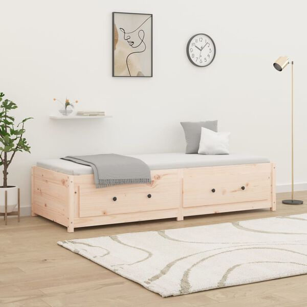vidaXL Day Bed Natural Pine Solid Pine Wood Twin Day Bed Rectangular