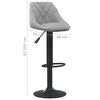 vidaXL Bar Stool Set of 2 Light Grey Velvet, Steel Adjustable size