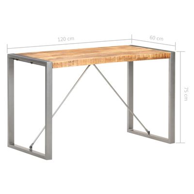 vidaXL Dining Table 47.2"x23.6"x29.5" Solid Rough Mango Wood