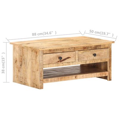 vidaXL Coffee Table 34.6"x19.7"x15" Rough Mango Wood