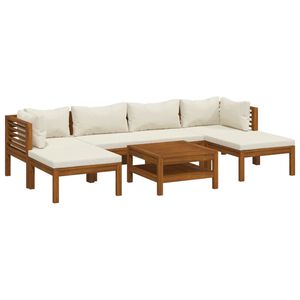 vidaXL Garden Lounge Set Cream Solid Acacia wood Modular